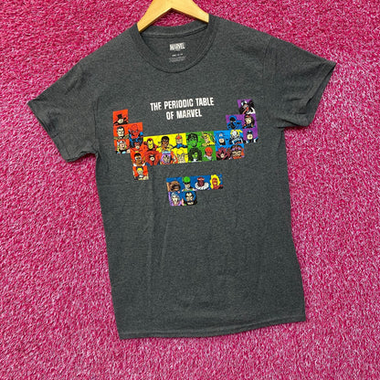 Marvel Comic Periodic Table Super Hero Tshirt Size Small