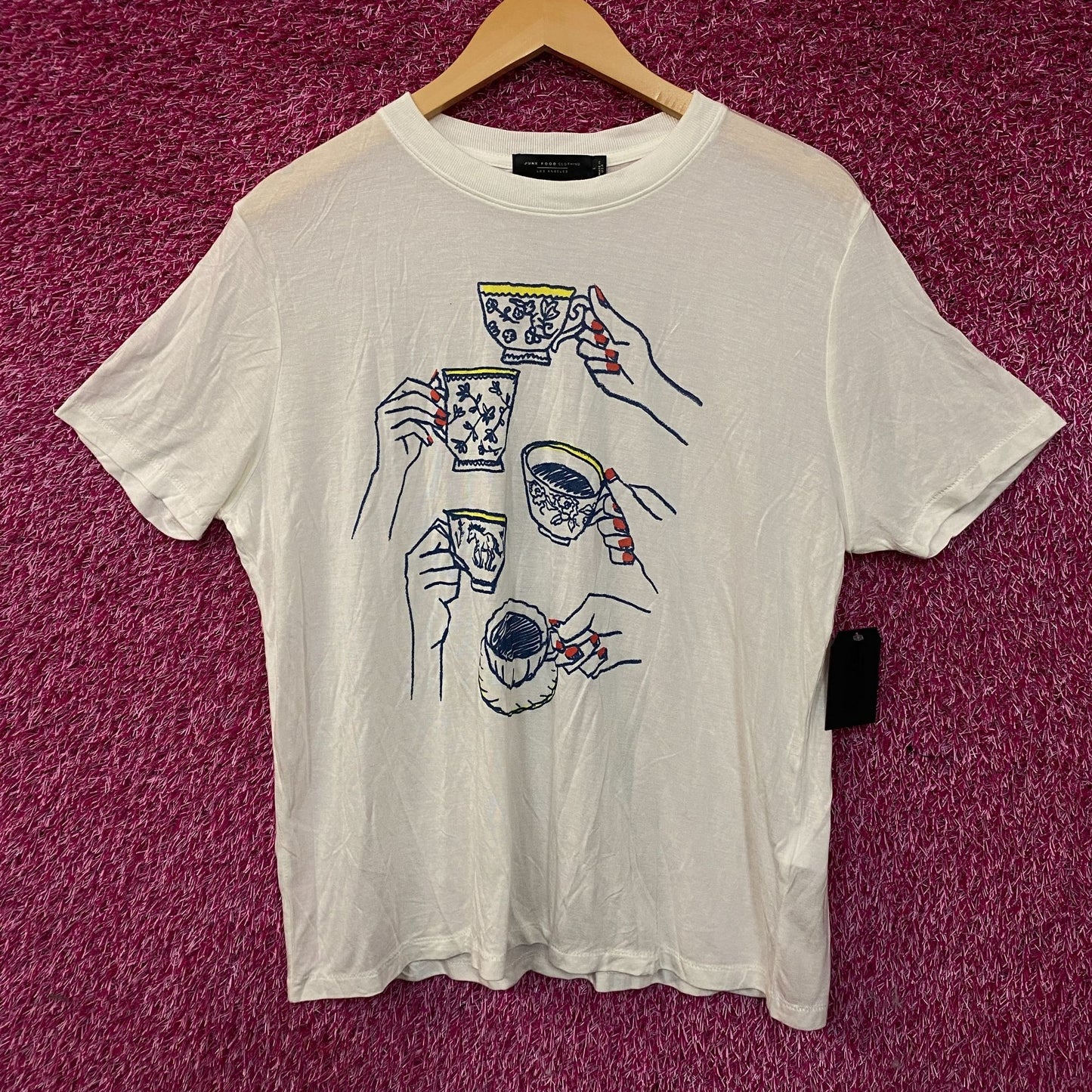 Junk Food Clothing Women's Tea Party Vintage Style Tissue Tee Large