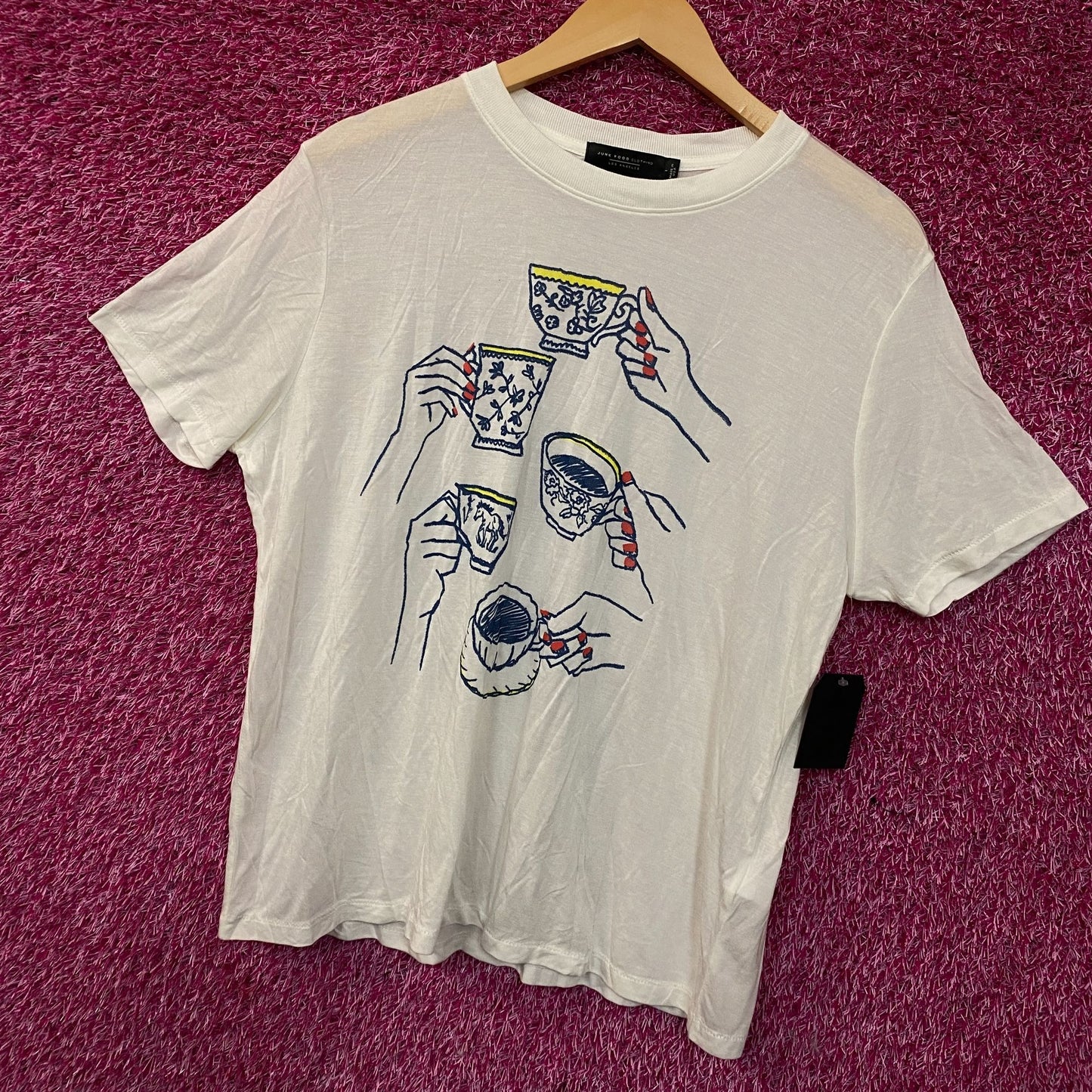 Junk Food Clothing Women's Tea Party Vintage Style Tissue Tee Large