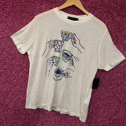 Junk Food Clothing Women's Tea Party Vintage Style Tissue Tee Large
