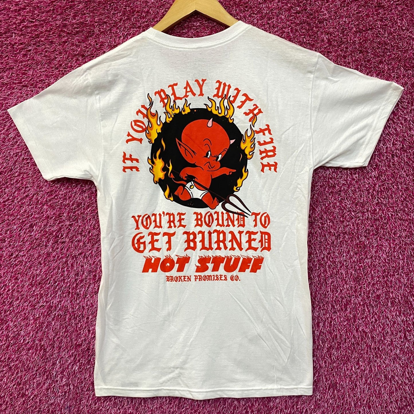 Broken Promises x Hot Stuff Get Burned White T-Shirt Small