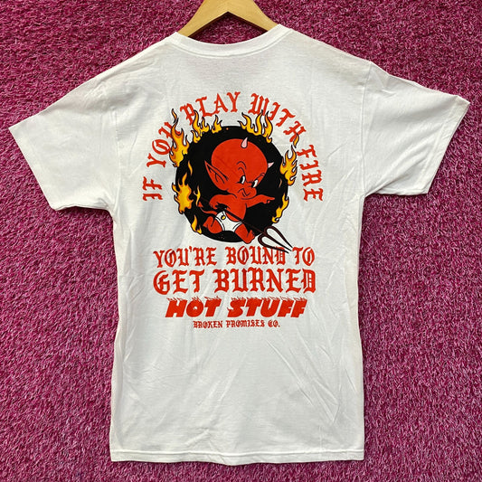 Broken Promises x Hot Stuff Get Burned White T-Shirt Small