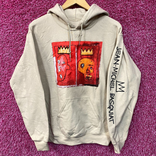 Jean Michel Basquiat Crown King Design Biege Hoodie size Small