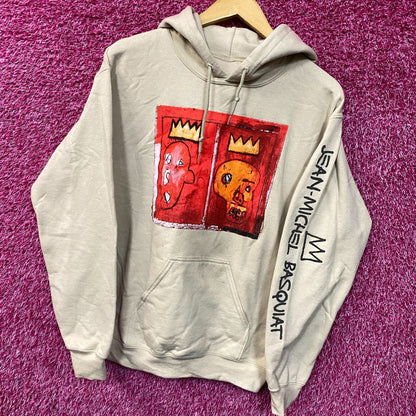 Jean Michel Basquiat Crown King Design Biege Hoodie size Small