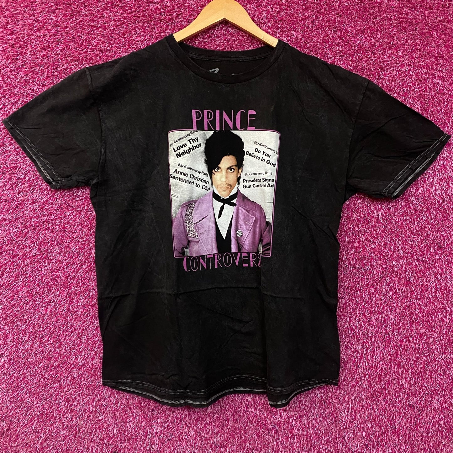 Prince Controversy Washed Acid-Wash Graphic T-Shirt XL