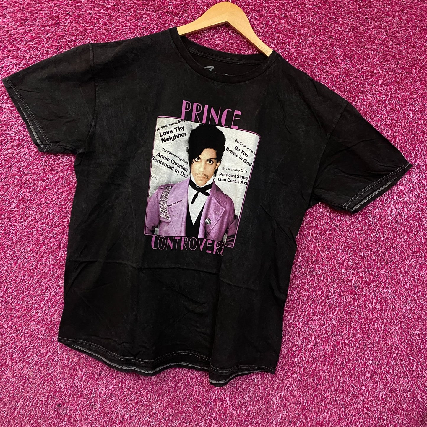 Prince Controversy Washed Acid-Wash Graphic T-Shirt XL