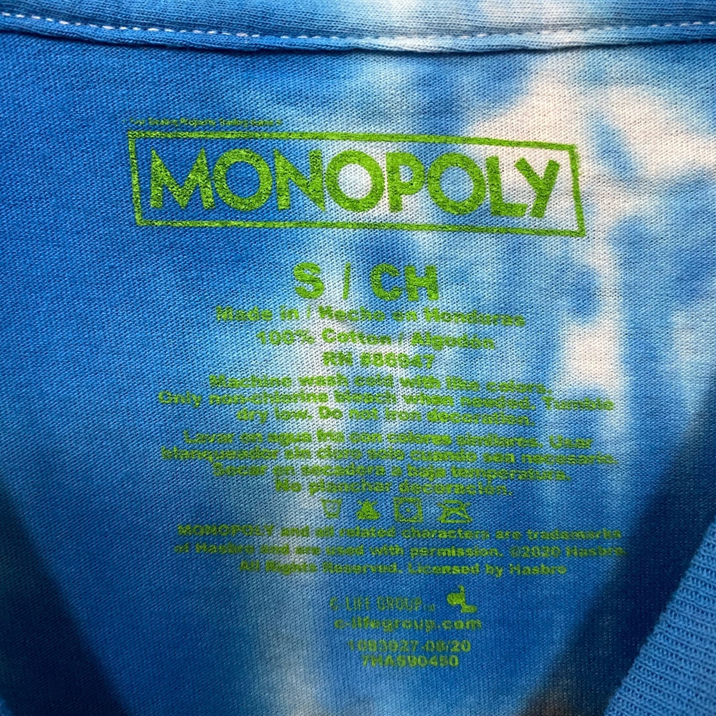 Monopoly Rich Uncle Pennybags Mr. Monopoly Tie Dye T-Shirt Small