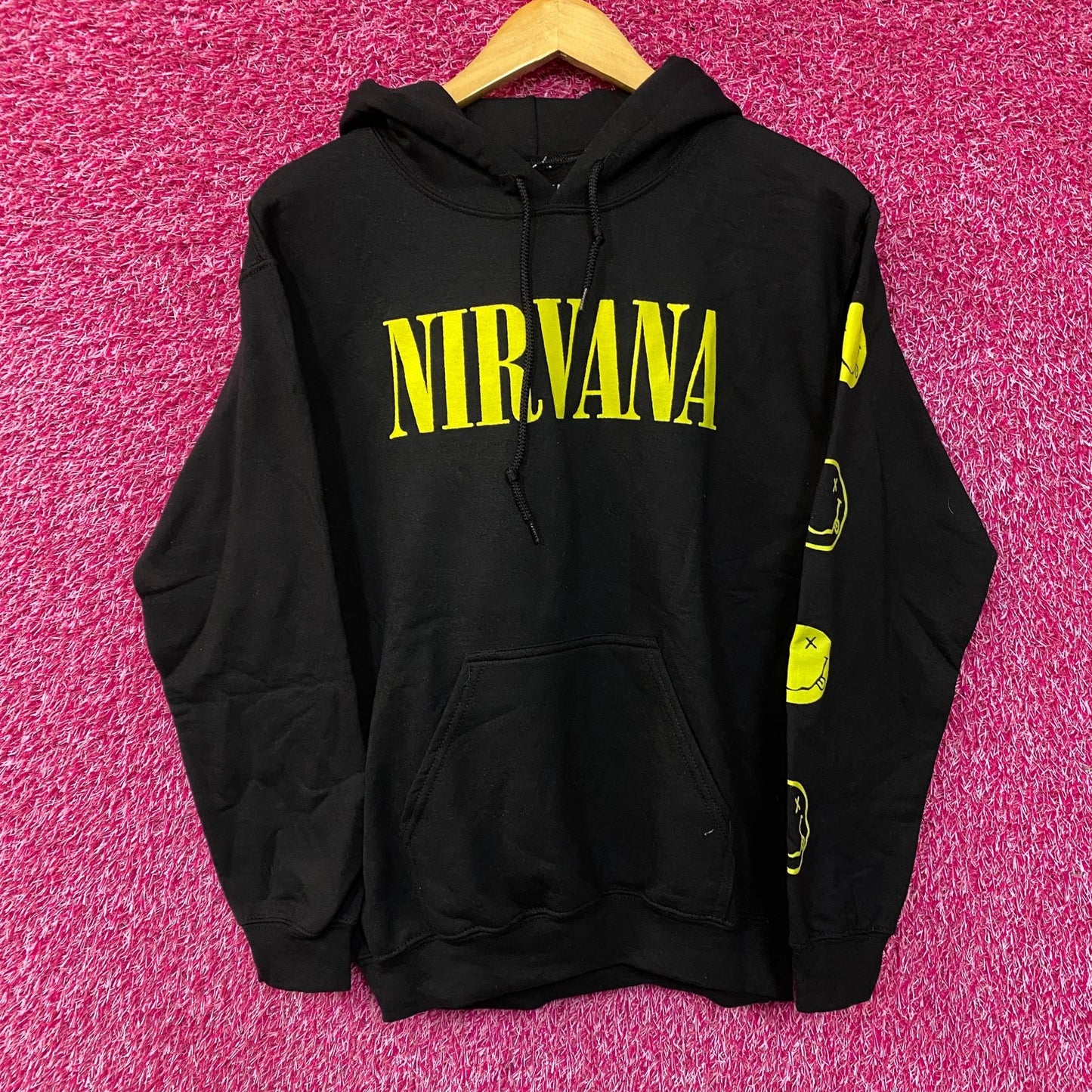 Nirvana Nevermind Dead Smiley Logo Grunge Band Graphic Hoodie XS