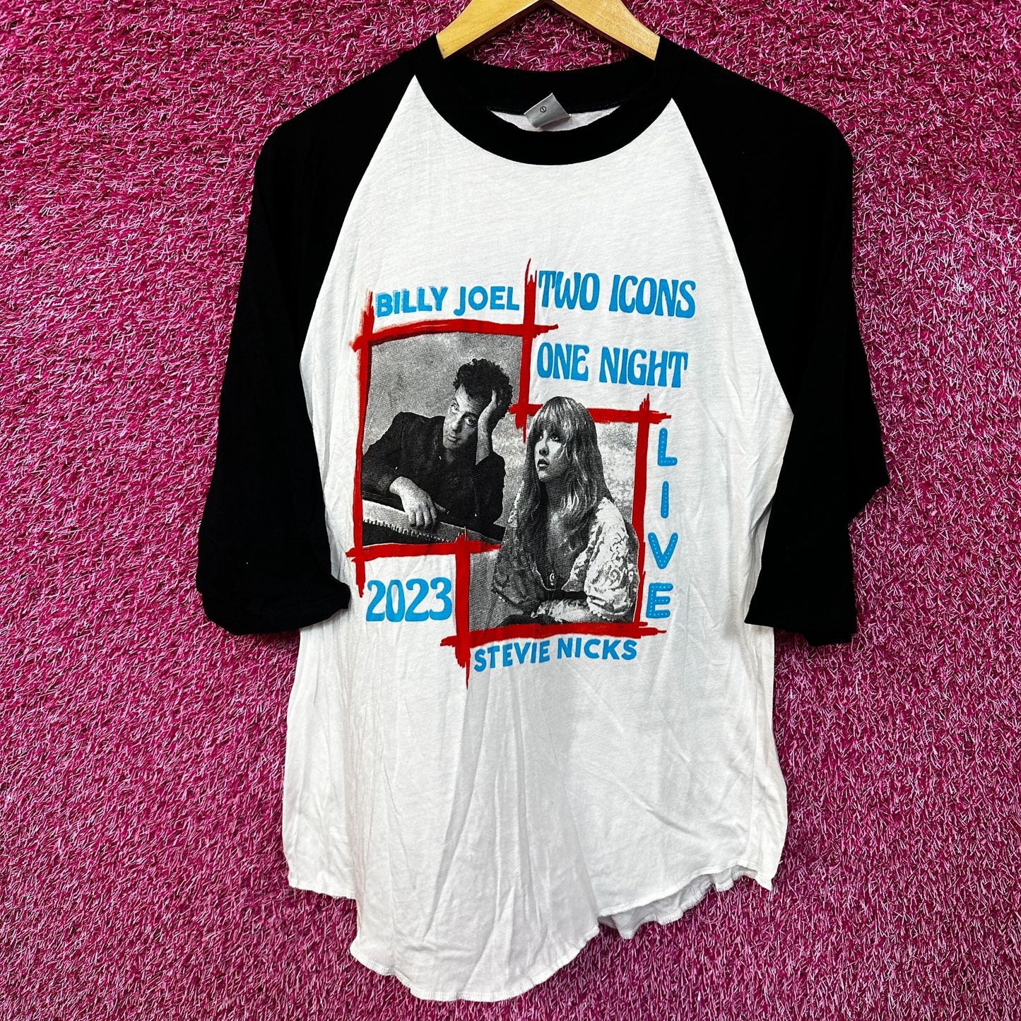 Billy Joel N Stevie Nicks white baseball Tour 2023 Tshirt size Medium