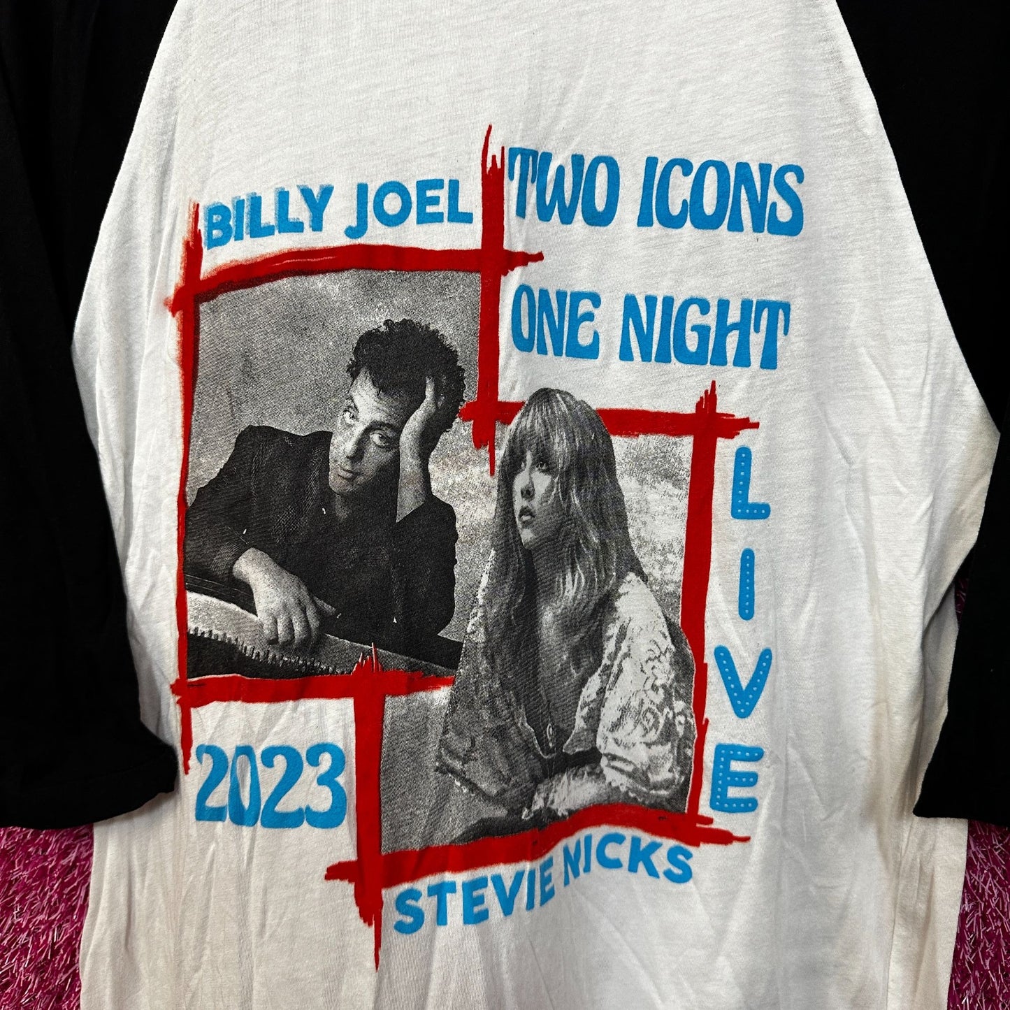 Billy Joel N Stevie Nicks white baseball Tour 2023 Tshirt size Medium