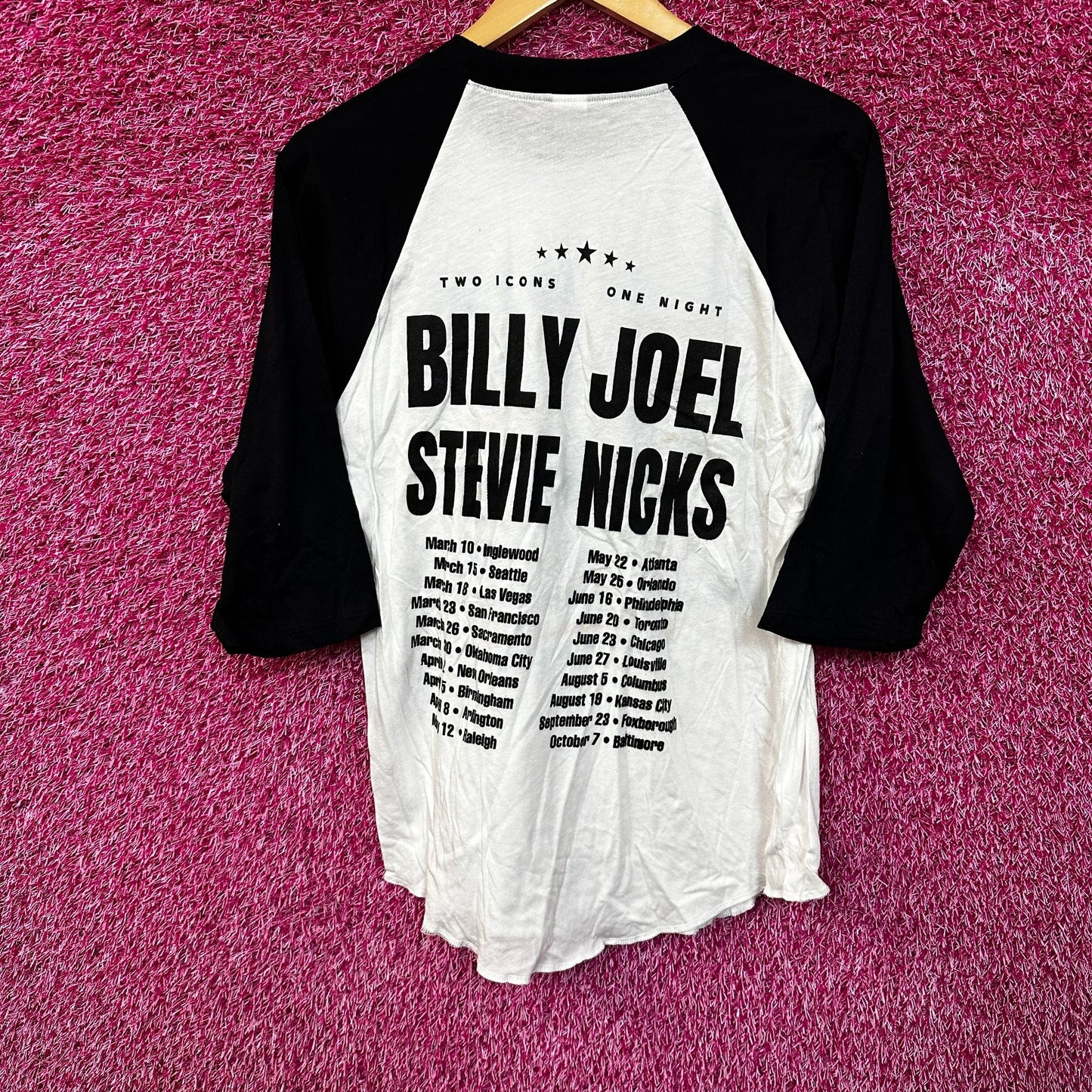 Billy Joel N Stevie Nicks white baseball Tour 2023 Tshirt size Medium