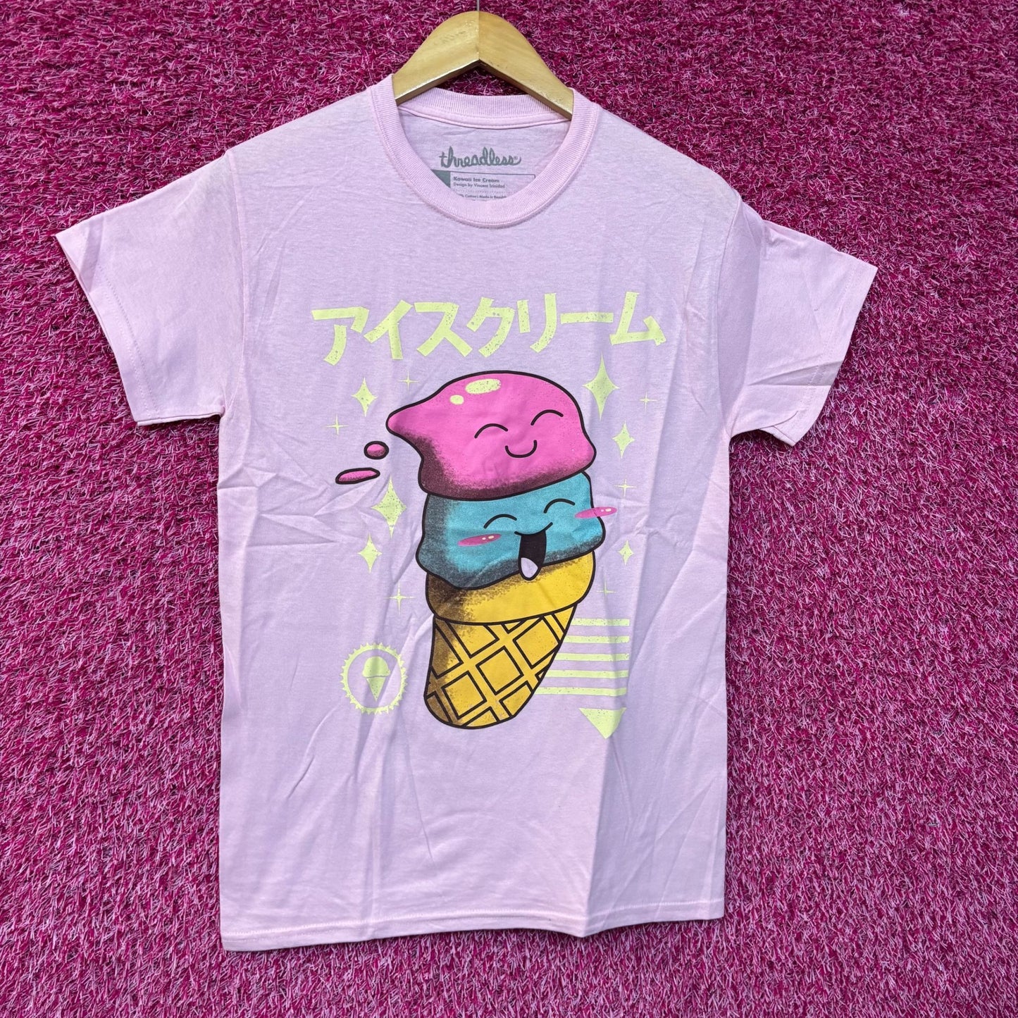 Threadless Kawaii Ice cream Graphic Design T-Shirt Small