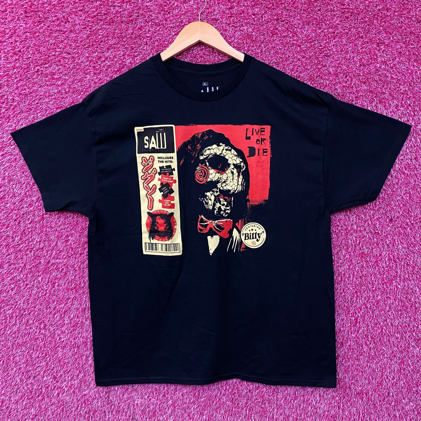Saw Billy the Puppet Live Or Die Horror Movie T-Shirt XL