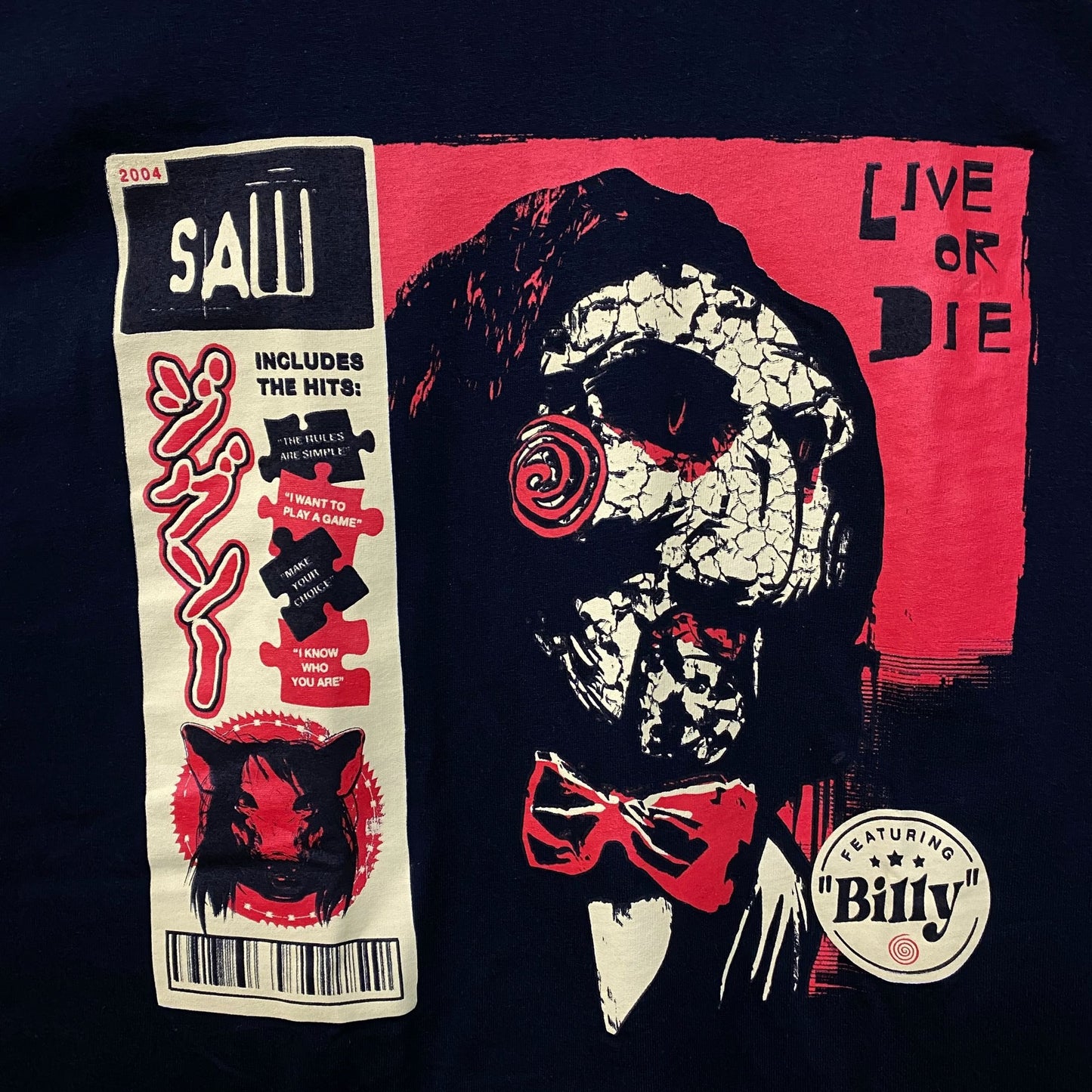Saw Billy the Puppet Live Or Die Horror Movie T-Shirt XL