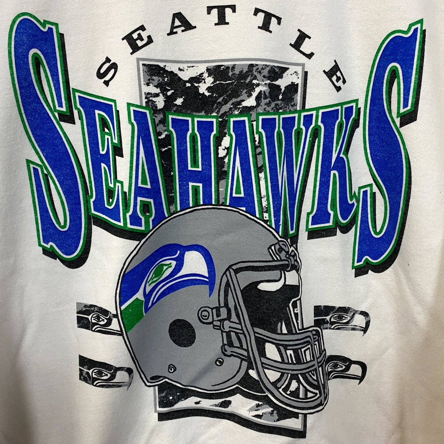 Junk Food Seattle Seahawks Throwback Helmet Graphic Sweatshirt Medium