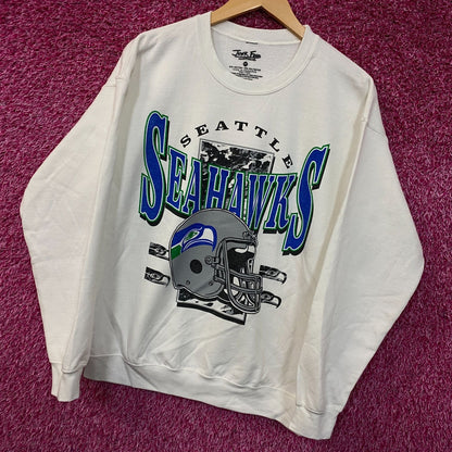 Junk Food Seattle Seahawks Throwback Helmet Graphic Sweatshirt Medium