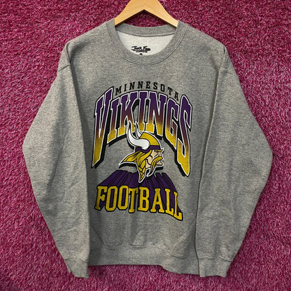 Junk Food Clothing Minnesota Vikings Heathered Gray Crewneck Pullover Sweatshirt Small