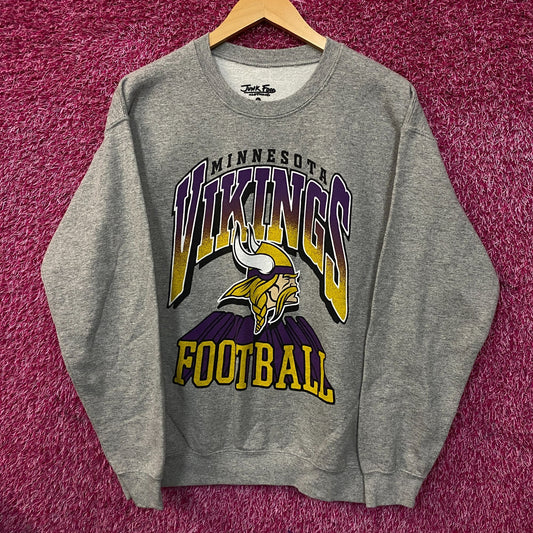 Junk Food Clothing Minnesota Vikings Heathered Gray Crewneck Pullover Sweatshirt Small