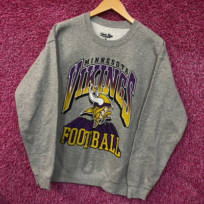 Junk Food Clothing Minnesota Vikings Heathered Gray Crewneck Pullover Sweatshirt Small