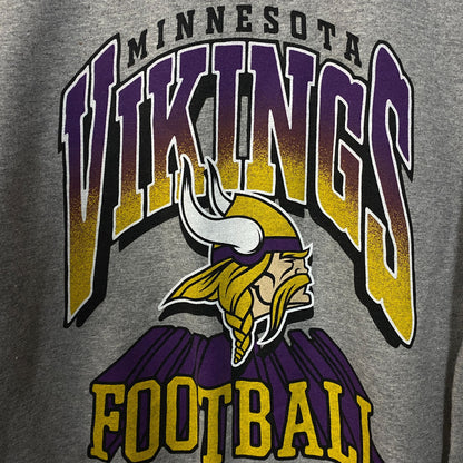 Junk Food Clothing Minnesota Vikings Heathered Gray Crewneck Pullover Sweatshirt Small