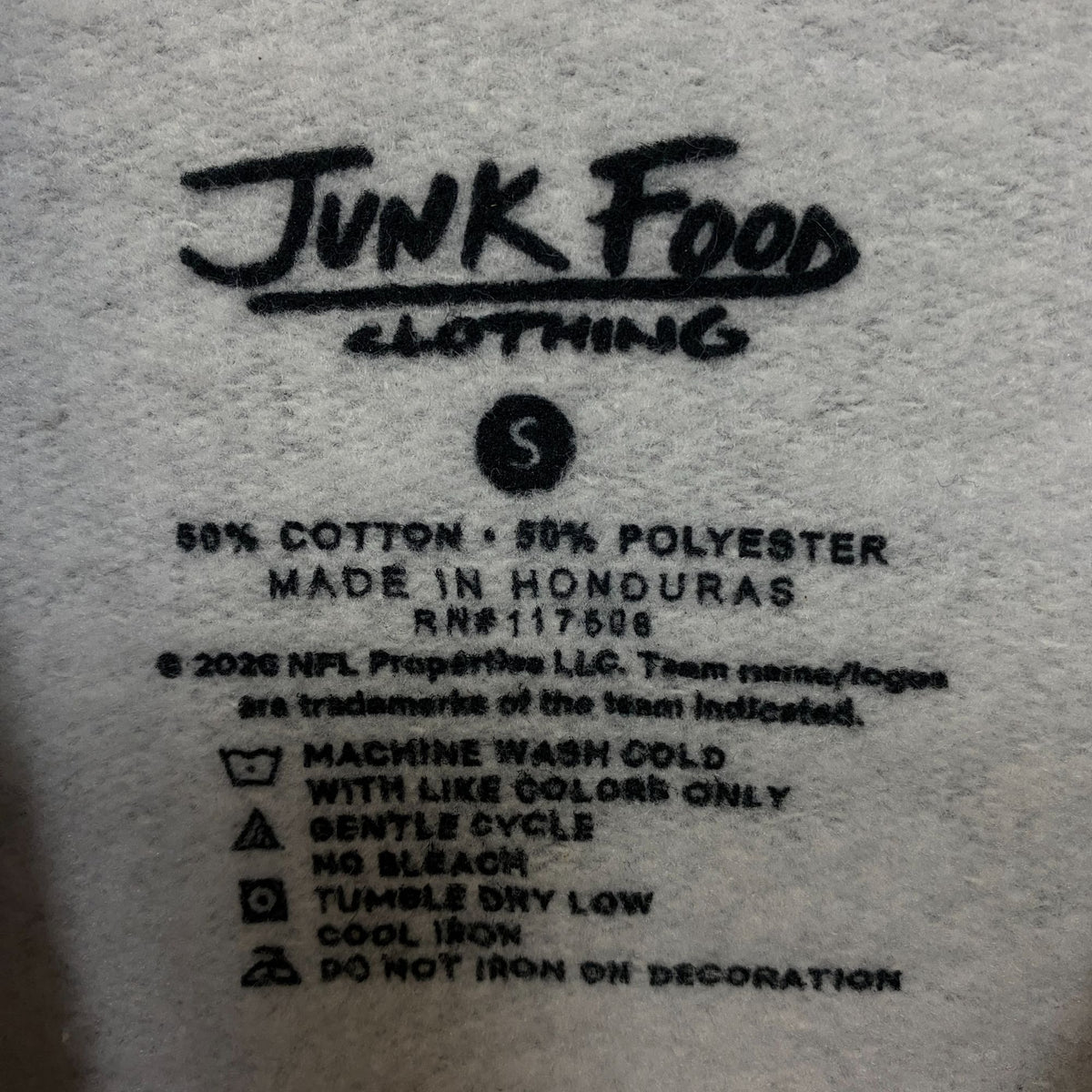 Junk Food Clothing Minnesota Vikings Heathered Gray Crewneck Pullover Sweatshirt Small