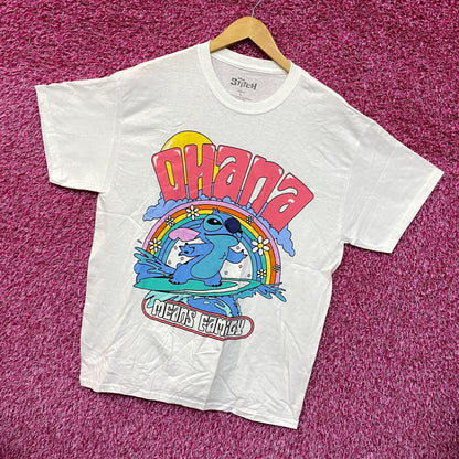 Stitch Surfing Ohana Means Family Disney Lilo & Stitch Tee L