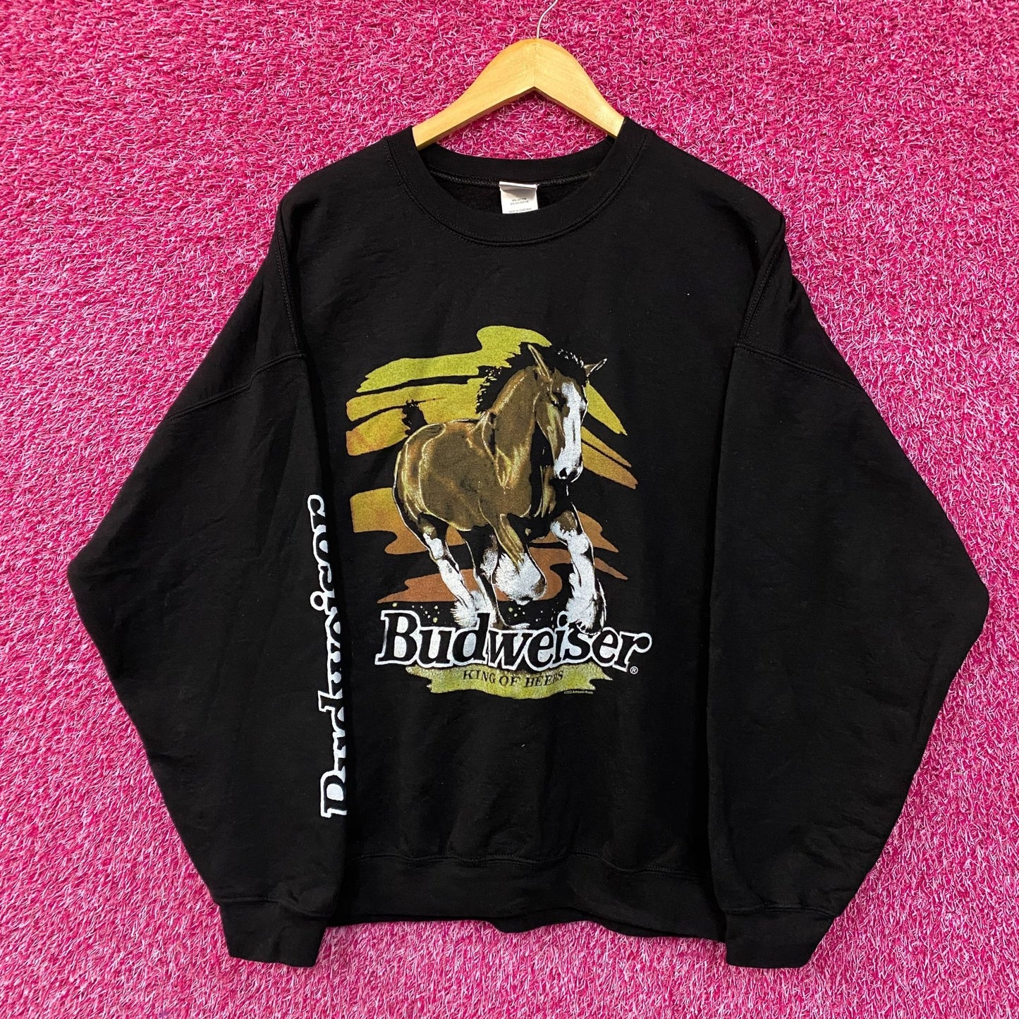 Junk Food Budweiser Neon Clydesdale King of Beers Crewneck Sweatshirt XL