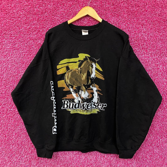 Junk Food Budweiser Neon Clydesdale King of Beers Crewneck Sweatshirt XL