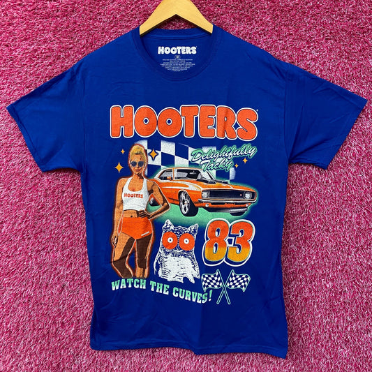 Hooters Delightfully Tacky Racing 83 Watch The Curves T-shirt Medium