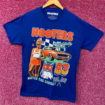 Hooters Delightfully Tacky Racing 83 Watch The Curves T-shirt Medium