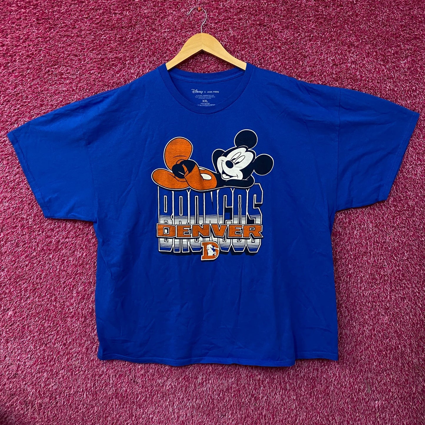 Disney x Junk Food NFL Denver Broncos Mickey Mouse Kick Back T-Shirt 2XL