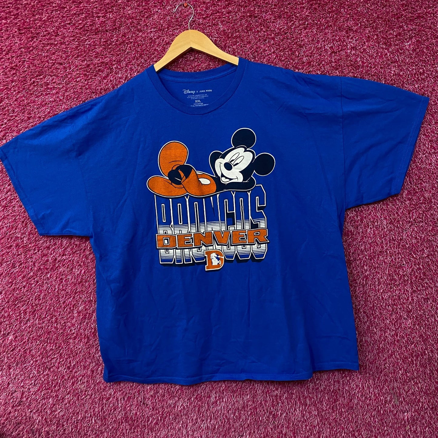 Disney x Junk Food NFL Denver Broncos Mickey Mouse Kick Back T-Shirt 2XL