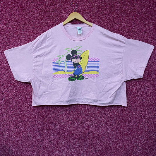 Junk Food Clothing Mickey Mouse Surf Flea Market Pink Crop T-Shirt XL