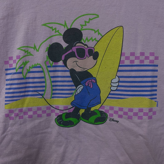 Junk Food Clothing Mickey Mouse Surf Flea Market Pink Crop T-Shirt XL