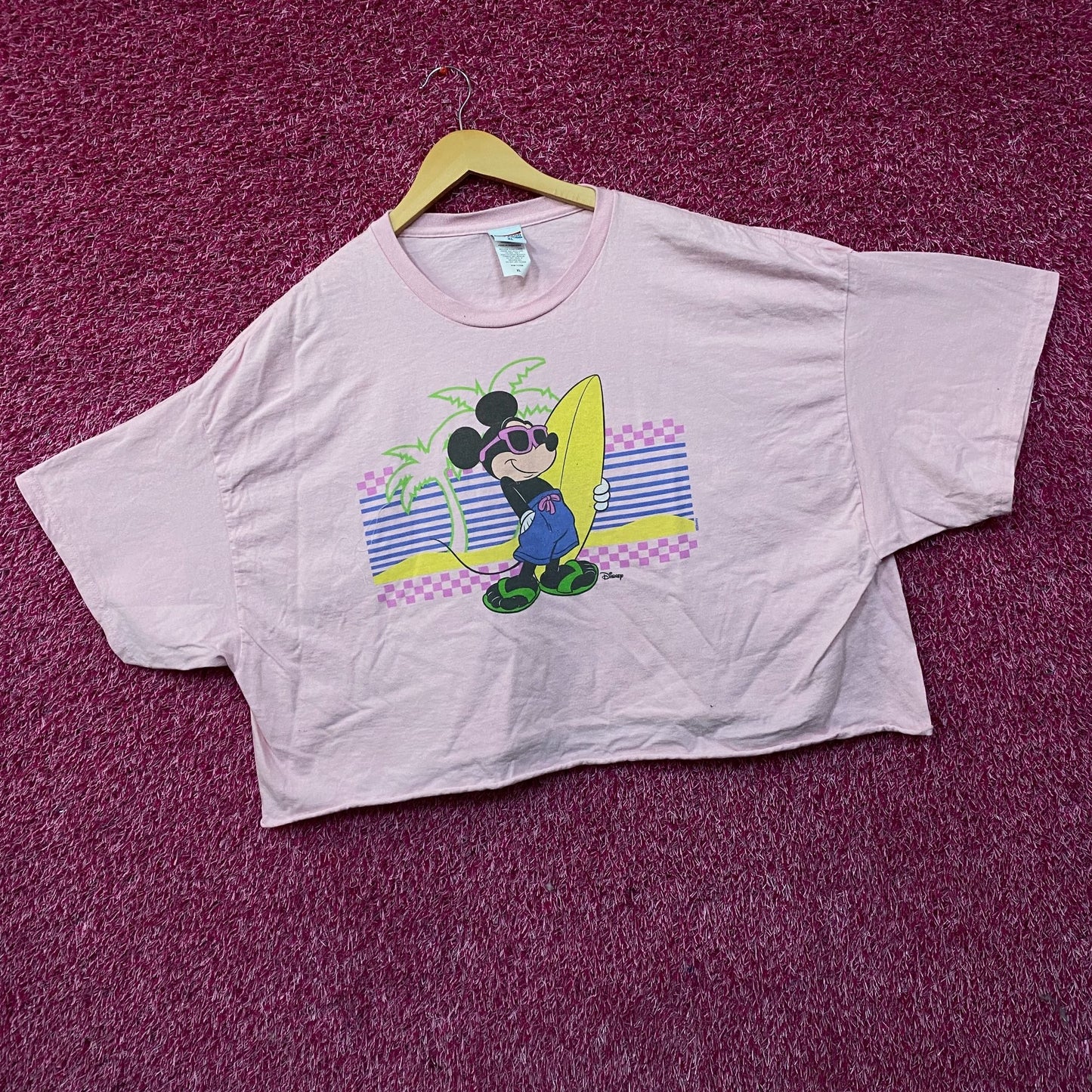 Junk Food Clothing Mickey Mouse Surf Flea Market Pink Crop T-Shirt XL