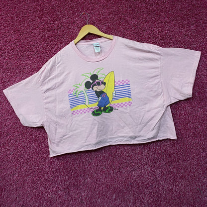 Junk Food Clothing Mickey Mouse Surf Flea Market Pink Crop T-Shirt XL