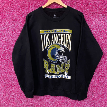 Junk Food Clothing Los Angeles Rams NFL Helmet Logo Crewneck Sweater Medium
