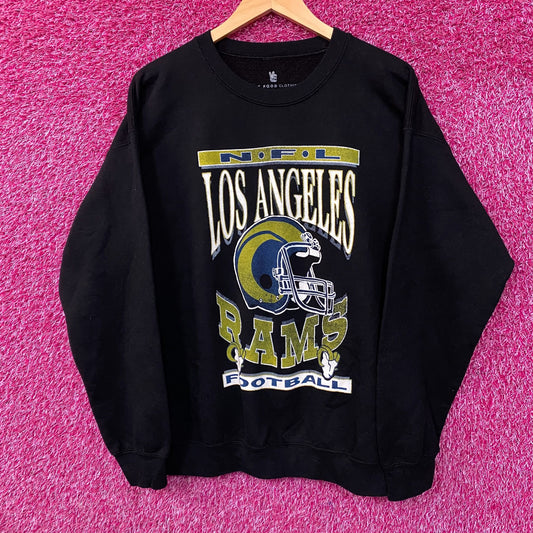 Junk Food Clothing Los Angeles Rams NFL Helmet Logo Crewneck Sweater Medium