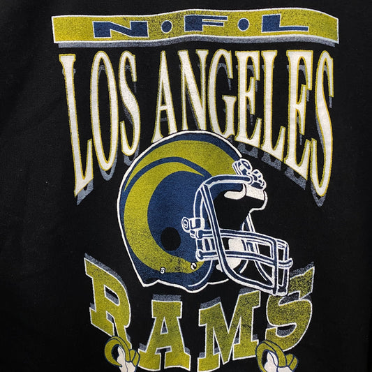 Junk Food Clothing Los Angeles Rams NFL Helmet Logo Crewneck Sweater Medium