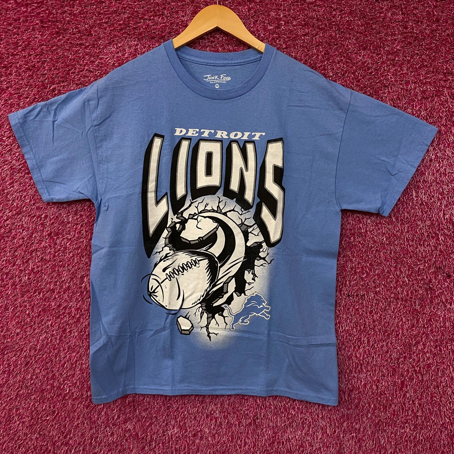 Junk Food Clothing NFL Detroit Lions Blue Breakthrough Graphic T-Shirt Medium