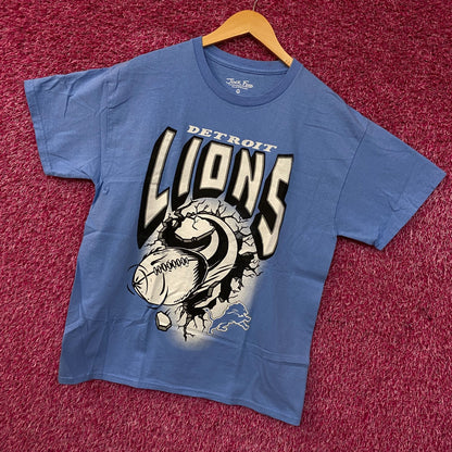 Junk Food Clothing NFL Detroit Lions Blue Breakthrough Graphic T-Shirt Medium