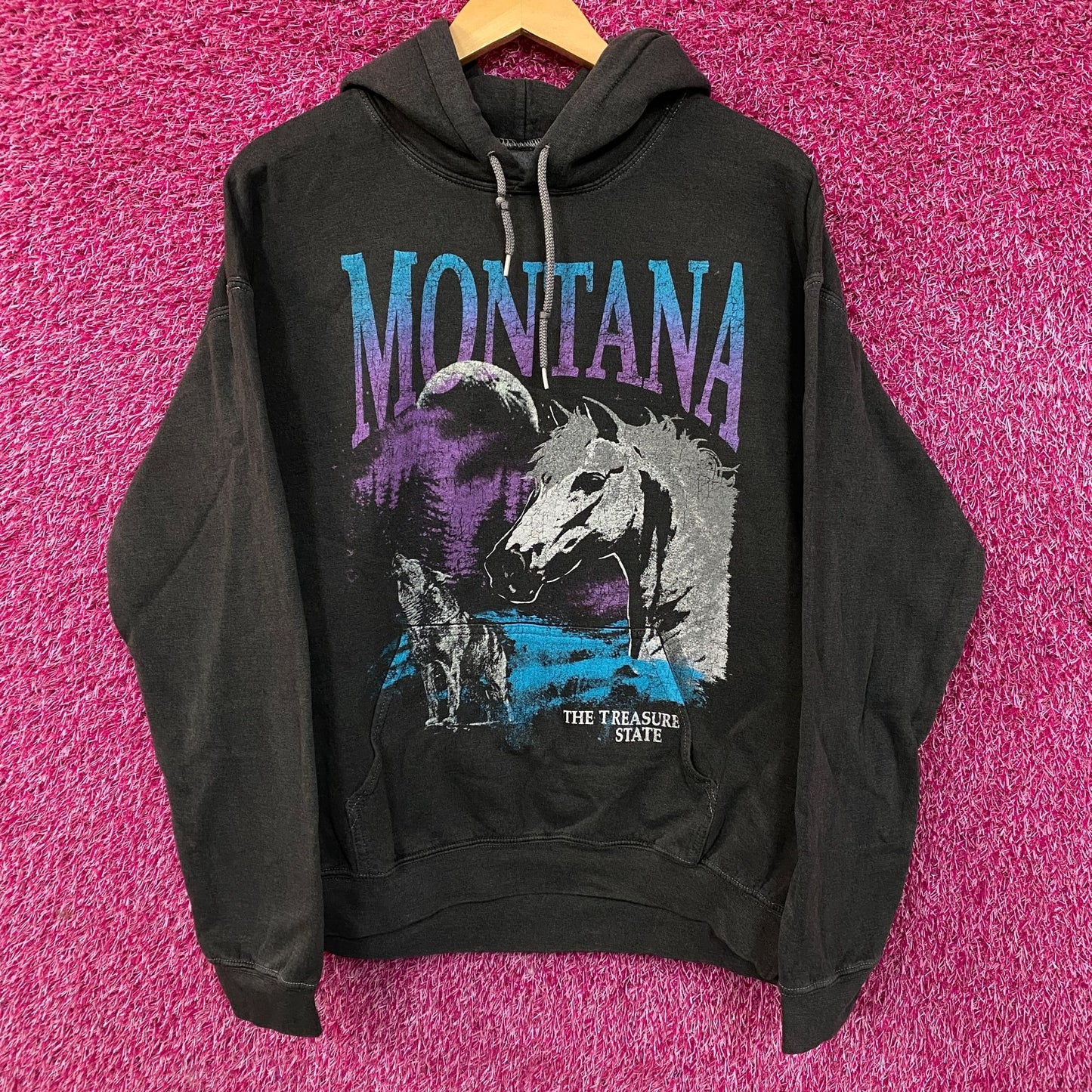 Junk Food Montana Treasure State Graphic Hoodie Sweatshirt Medium