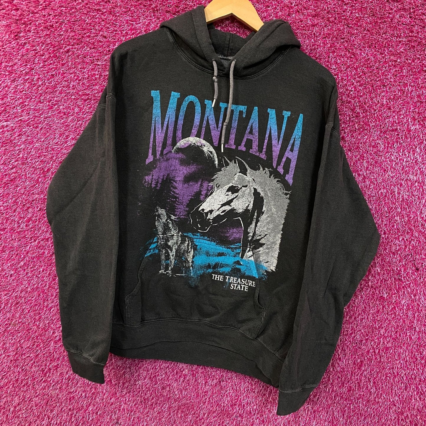 Junk Food Montana Treasure State Graphic Hoodie Sweatshirt Medium
