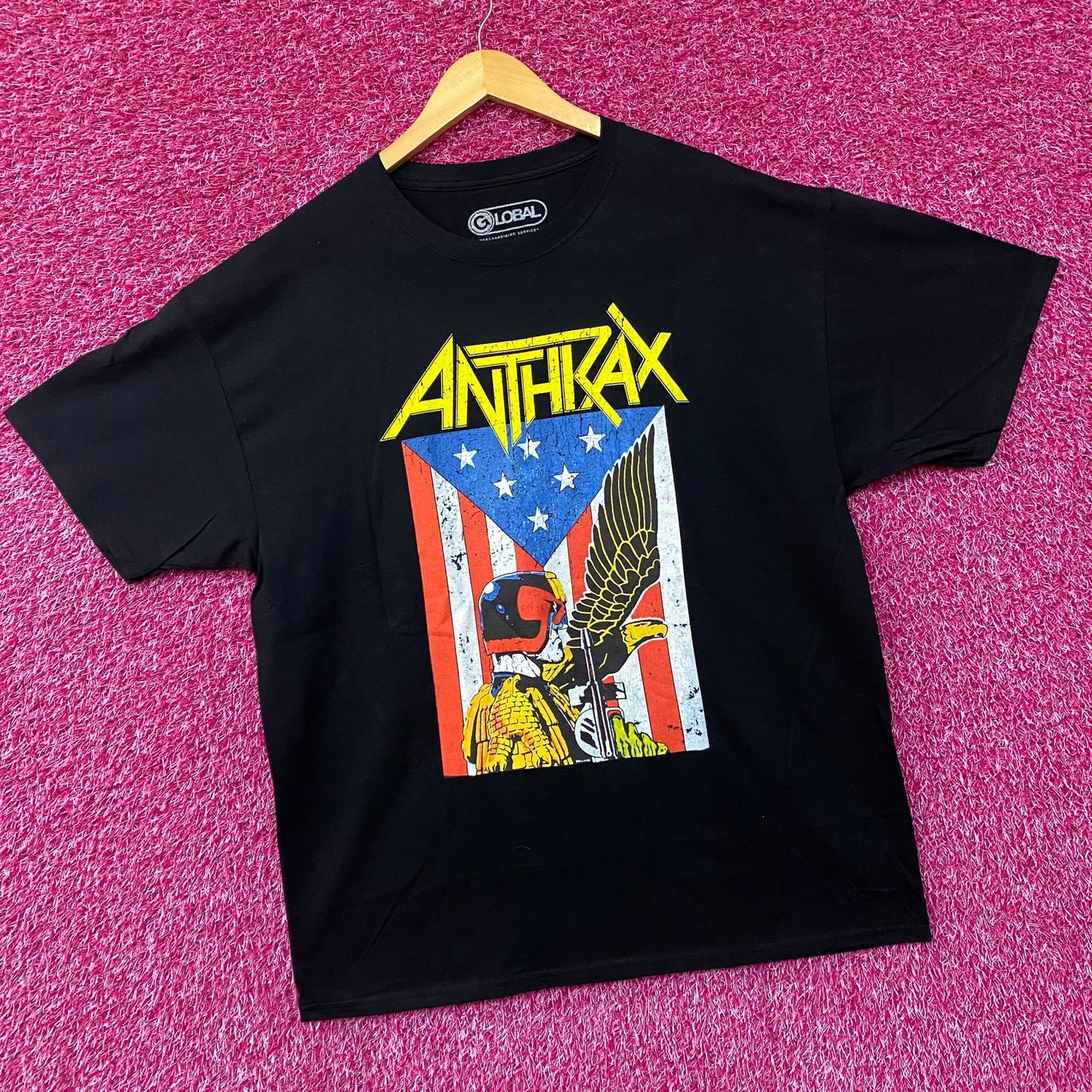 Anthrax Eagle Black Thrash Metal Band T-Shirt XL