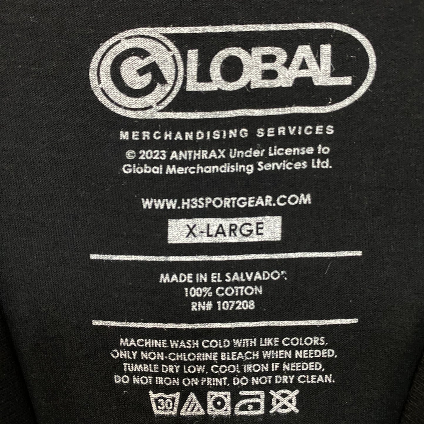 Anthrax Eagle Black Thrash Metal Band T-Shirt XL