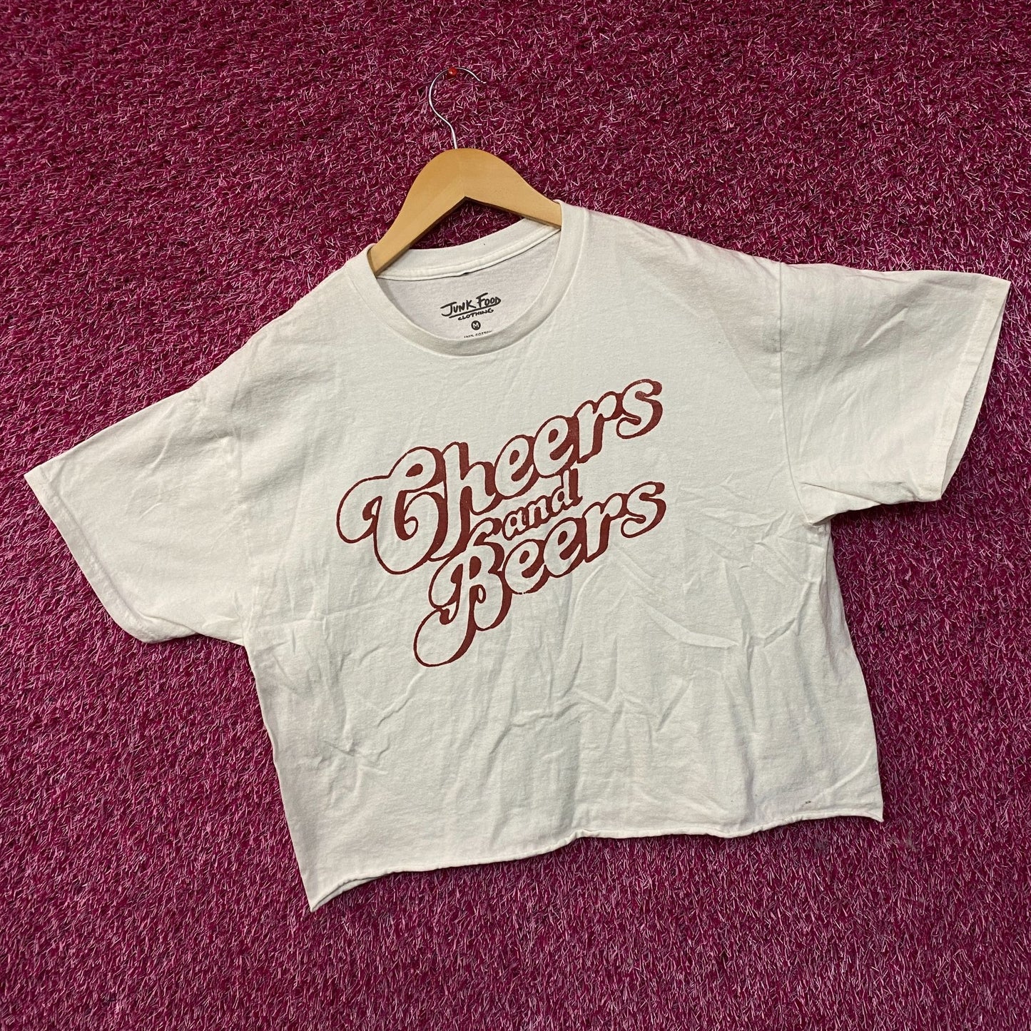 Junk Food Clothing Cheers and Beers Cropped Graphic T-Shirt Medium