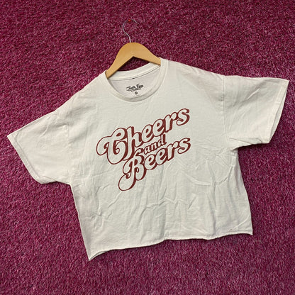 Junk Food Clothing Cheers and Beers Cropped Graphic T-Shirt Medium
