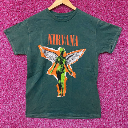 Nirvana In Utero Album Grunge Band Green T-Shirt Medium