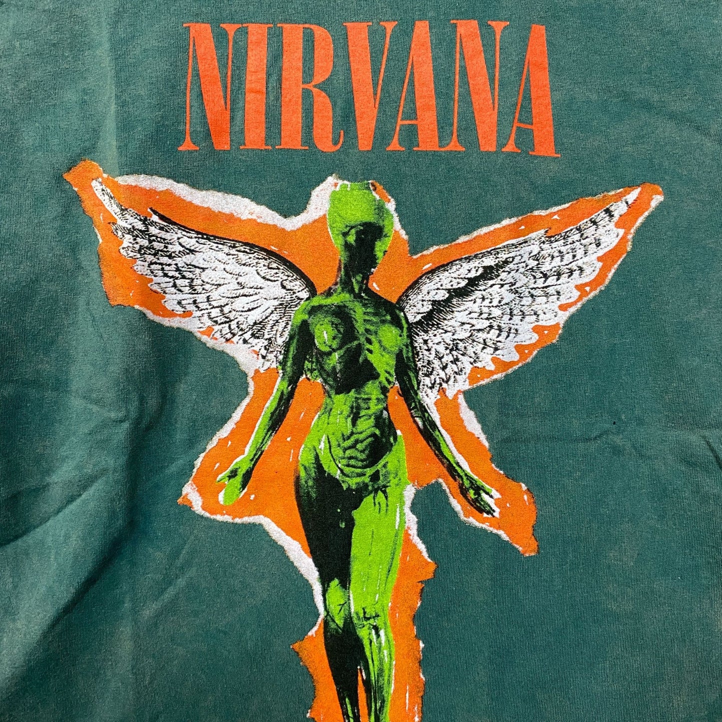 Nirvana In Utero Album Grunge Band Green T-Shirt Medium