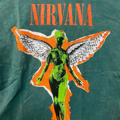 Nirvana In Utero Album Grunge Band Green T-Shirt Medium